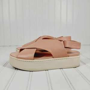 Vince Women's Weslan Pink Slip On Strappy Flat Summer Platform Sandal A195